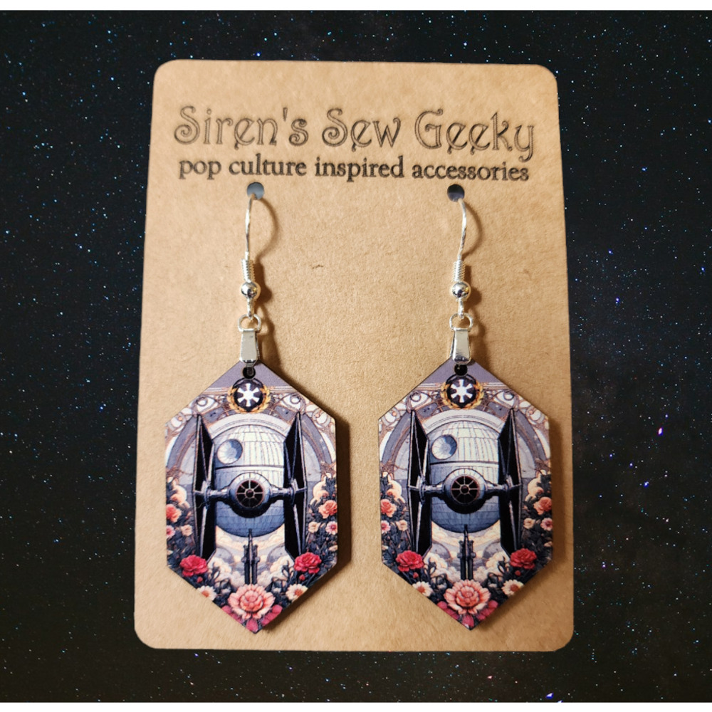Star Wars TIE Fighter earrings X-Wing Spaceships Floral